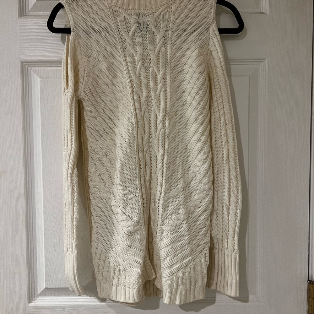 Jessica Simpson cold shoulder cream sweater